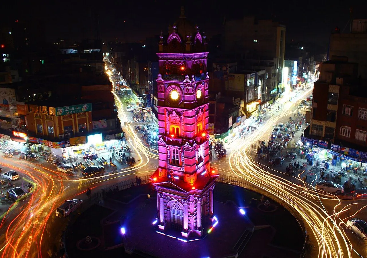 The historic Clock Tower (Ghanta Ghar) in central Faisalabad